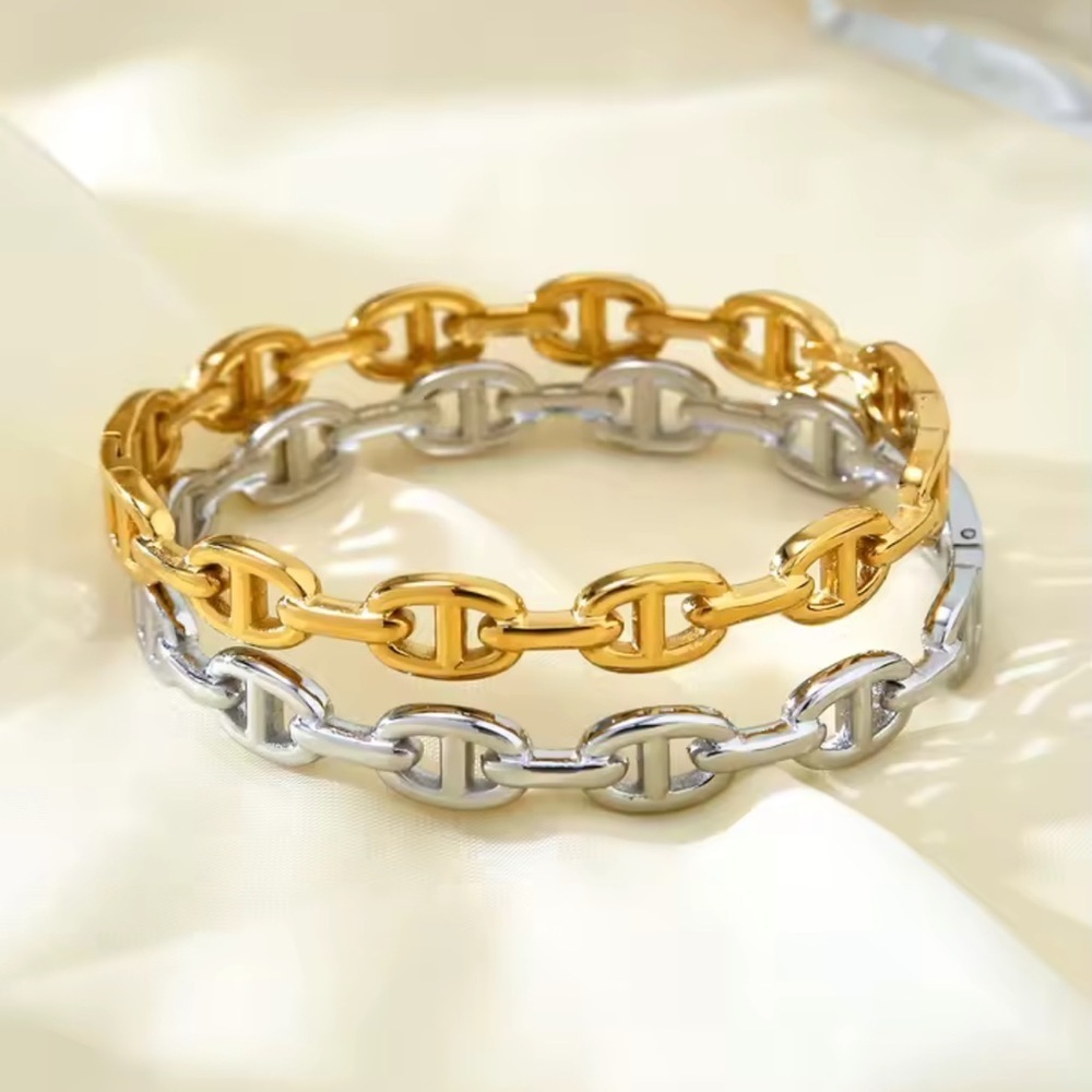 Trendy Gold Silver Link Bracelets Set - Picture 8 of 10
